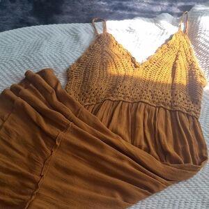 Blue Blush Mustard Maxi Dress